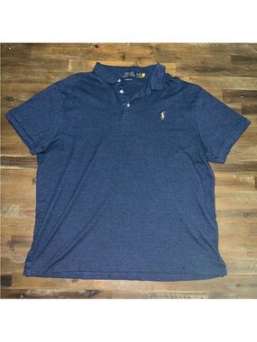 Polo Ralph Lauren men’s custom slim fit heathered blue polo shirt